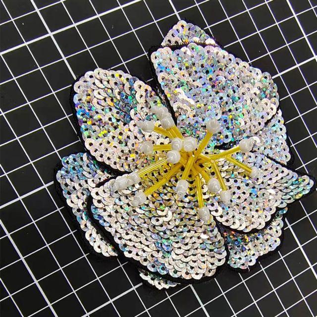 Handmade Beads Embroidery Flower Colorful Sequins Patch Cloth Decorated With DIY Auxiliary Material Large Repair Hole Applique