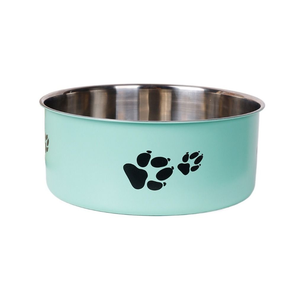 Cartoon Footprint Stainless Steel Pet Dog Bowl Large Capacity Skidproof Cat Feeding Bowl Non-slip Puppy Food Drinking Tray