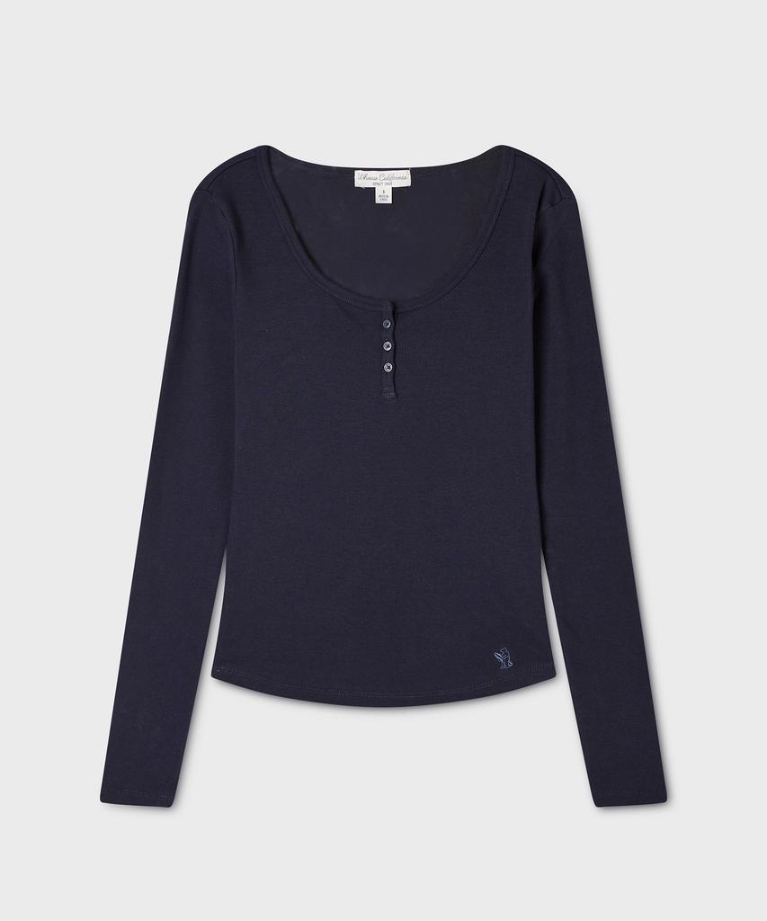 WHO.A.U Ribbed Henryneck Long Sleeve T-Shirt(F) / Whlag3812F