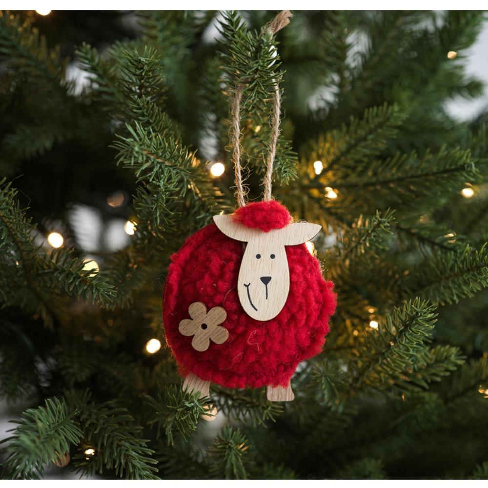 Sheep Shape Christmas Ornament Felt Material Felt Pendant Cute Xmas Hanging Charm Gift Decoration