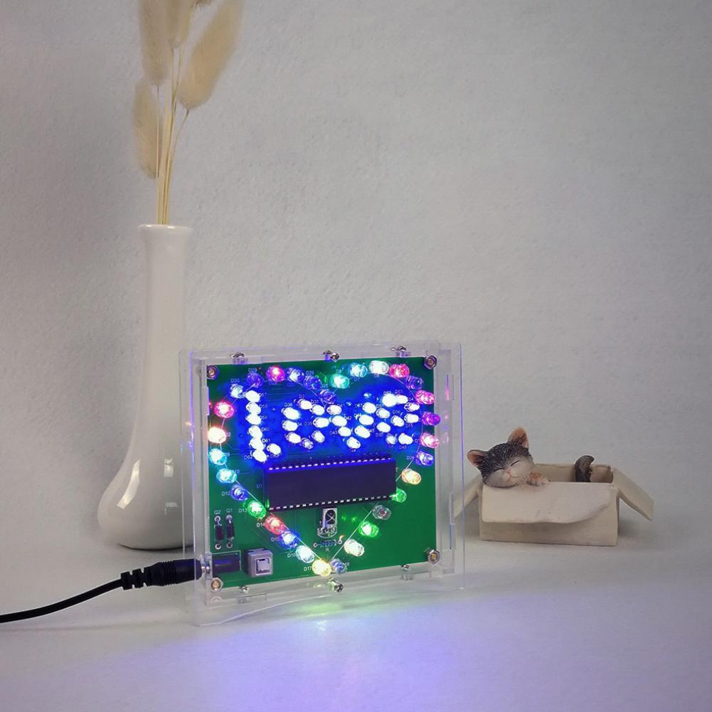 STC51 Single Chip DC4.5-5V Remote Control Heart Shaped LED Light Kit with 2mmTransparent Acrylic