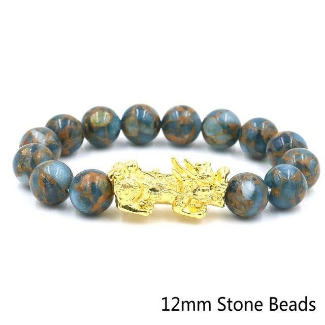 Natural Obsidian Six Character Beads Bracelet Lucky Feng Shui Pi Xiu Pi Yao Bracelet Men Wealthy Amulet Brecelets Women Jewelry