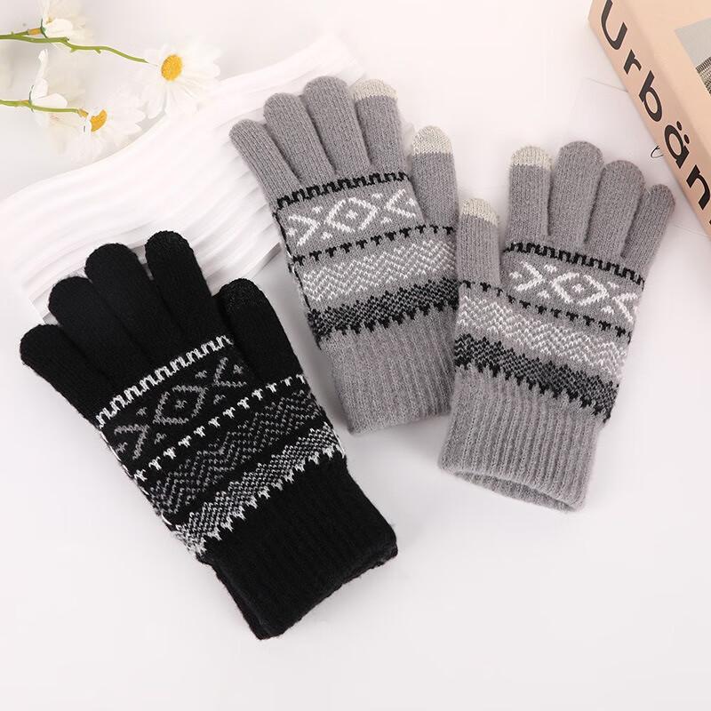 Унисекс Теплые перчатки с жаккардовым узором и сенсорным экраном
