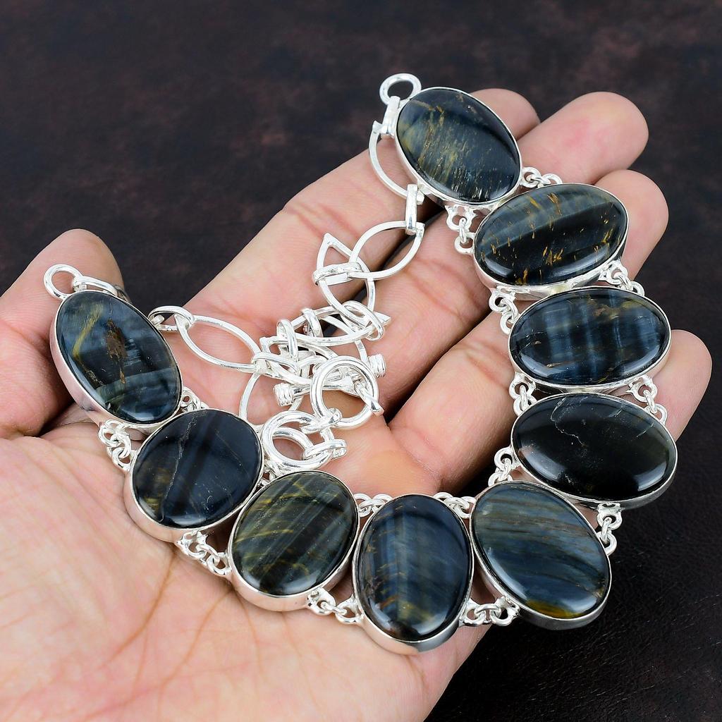 Pietersite Gemstone Necklace Designer Necklace Handmade Jewelry 925 Sterling Silver Necklace Adjustable Chain Necklace Silver Jewelry For Gifts