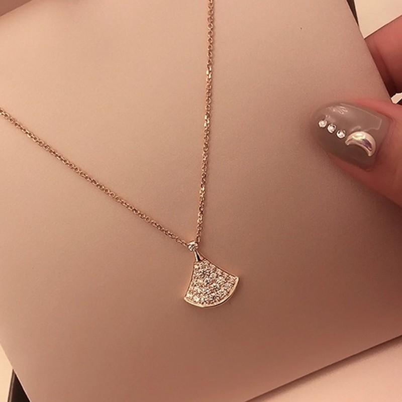 Elegant Skirt Pendant Necklace Women Rose Gold Plated Copper Minimalist Statement Jewelry