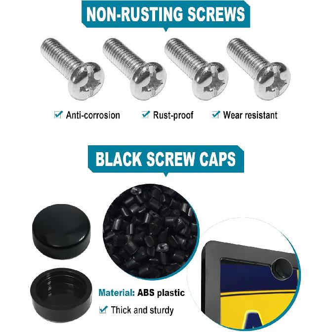 Рамки для номерных знаков с горами - Белые на черном 3D объемные горы, ABS пластиковый держатель для автомобильного номера | Включает нержавеющие винты, заглушки и бесплатную виниловую наклейку