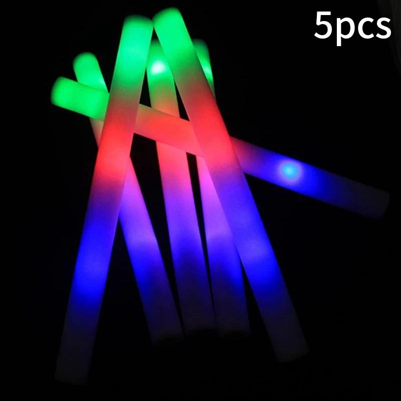 5pcs Flashing LED Light Colorful Light Stick Music Festival Birthday Wedding Party Supplies Party Bright Colorful Glow Stick