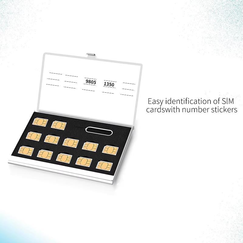 Портативный кейс-органайзер для хранения SIM-карт, 12 слотов, для Nano SIM, для мобильного телефона, в поездку, для ежедневного использования