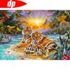 Round Full Diamond Embroidery Complete Kit Tiger Diamond Painting Accessories Animal Home Decoration