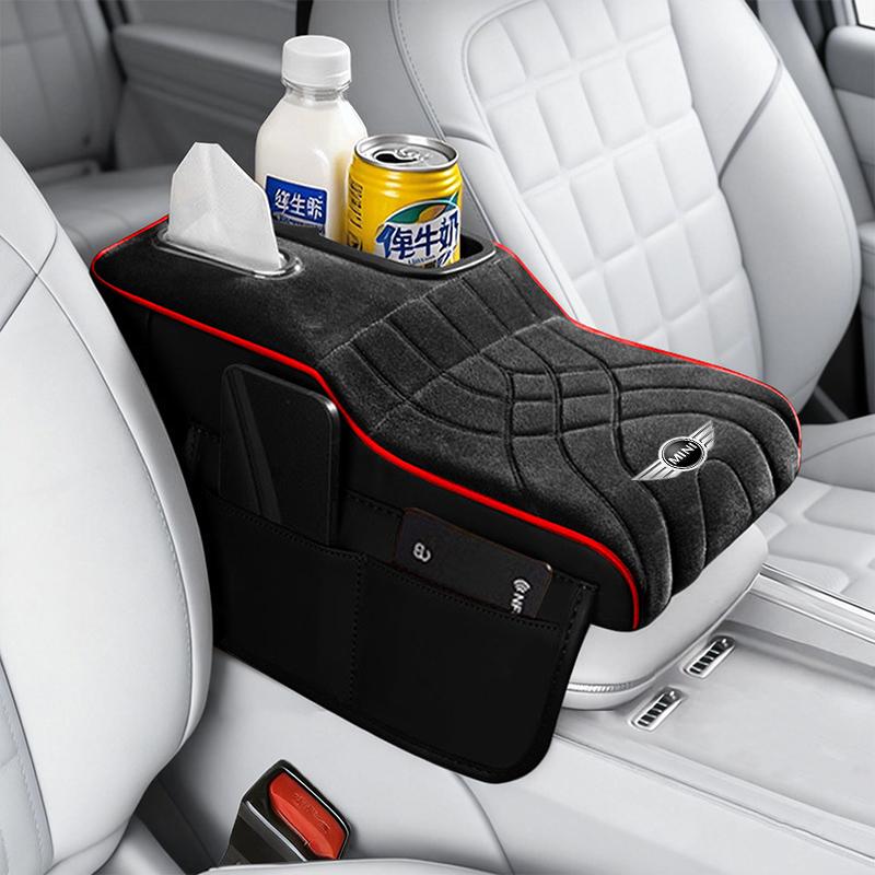 Car Armrest Box Height Increase Pad with Storage Bag Suede Cover For BMW Mini Cooper R50 R53 R55 R56 R60 R61 F54 F55 F56 Sticker py2