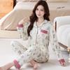 Милый тюльпан новая пижама женская весна и осень имитация хлопка с длинным рукавом домашняя одежда большой размер комплект