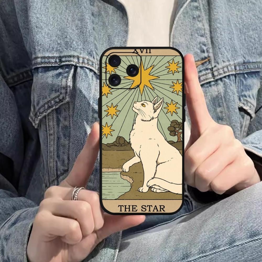 Чехол для телефона Witches Moon Tarot Mystery Totem Cat для iPhone Mini 11 12 13 14 15 Pro XS Max X Plus SE XR, черный мягкий корпус