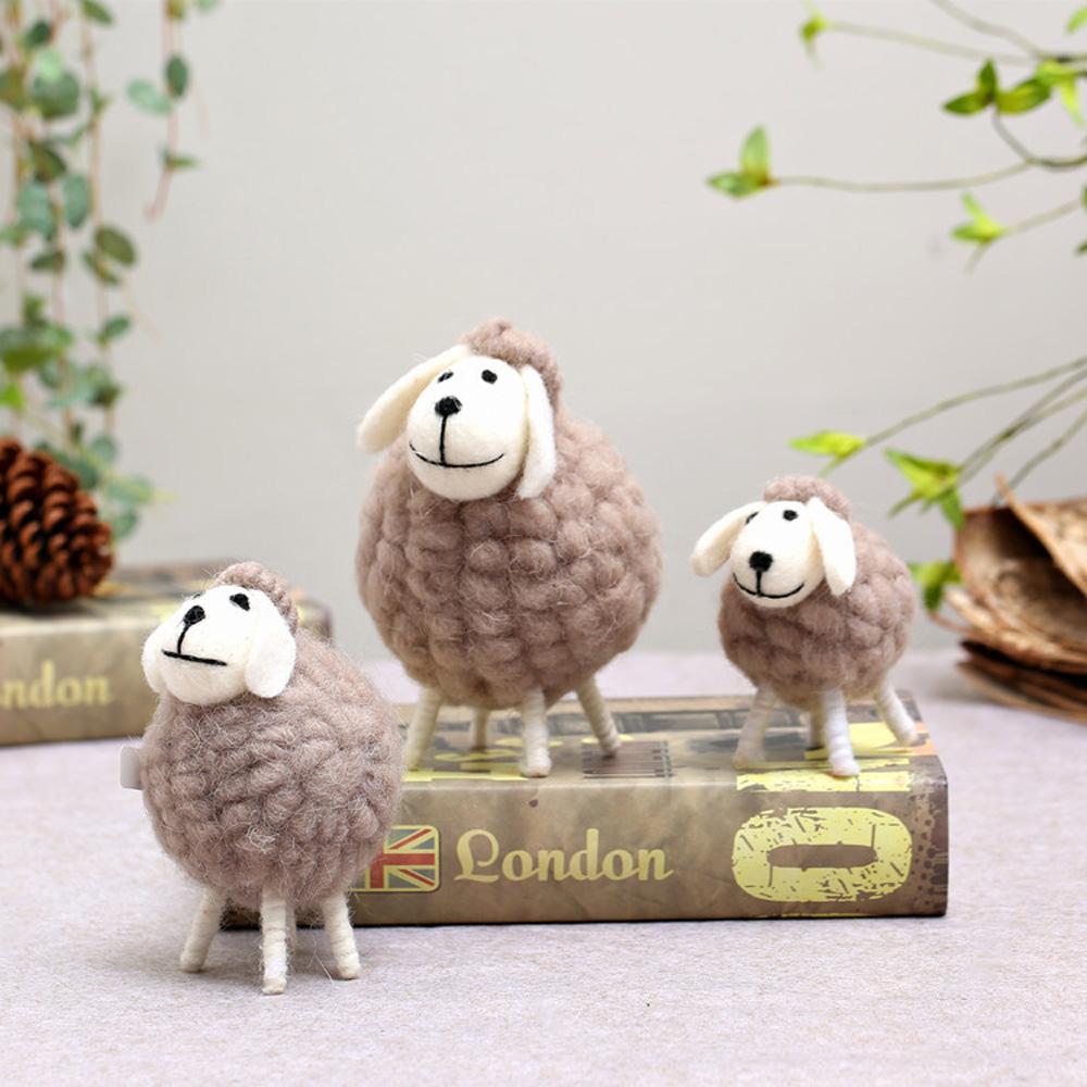 Wool Holiday Christmas Felt Sheep Figurines Party Supplies Statue Miniature Home Decoration