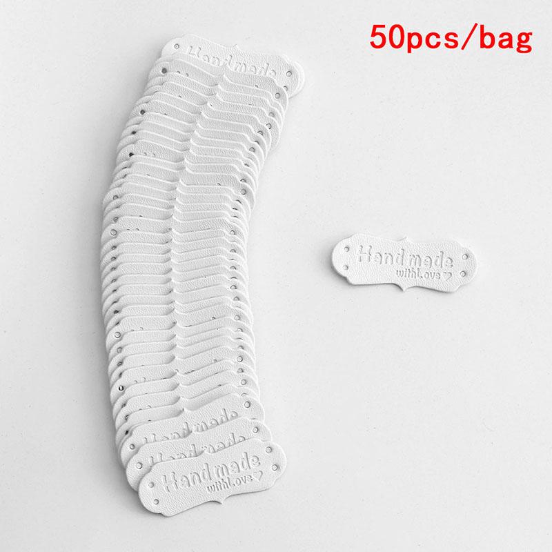 50 шт. Бирки из искусственной кожи ручной работы с любовью Этикетки для шитья и рукоделия Бирки для вязания Этикетки для одежды