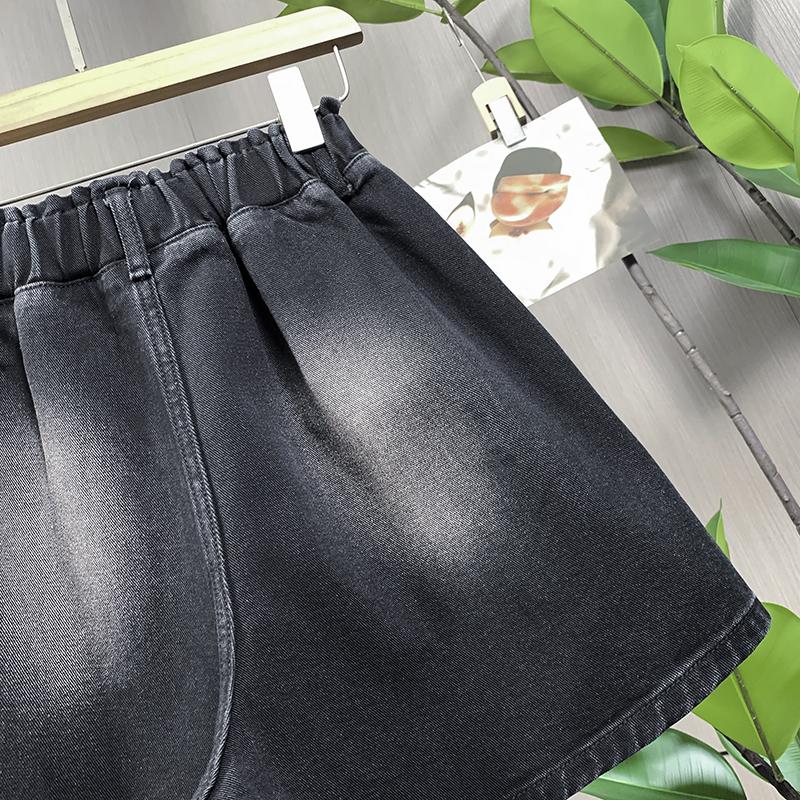 DIMANAF Plus Size 2025 Summer Women Shorts Pants Elastic Loose Pockets Jeans Short High Waist Casual Basic Pants Maxi