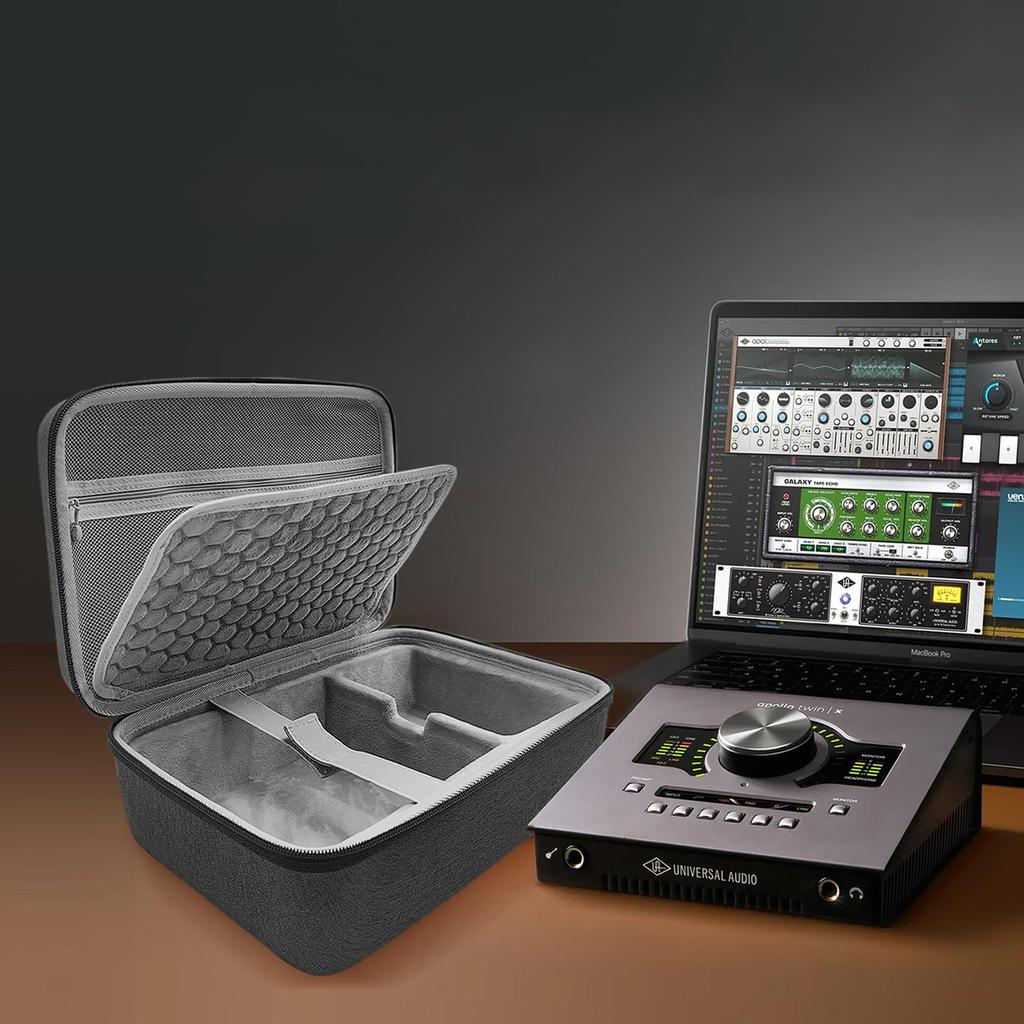 Musiin Audio Interface Carrying Case Compatible Hardshell Travel Bag for Apollo Twin X DUO Gen 2QUAD Gen 2 (Dark Gray)