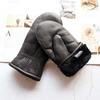 Winter Thickened Warm Deer Skin Mittens for Women's Windproof and Coldproof Sheepskin Fur Lining Driving Leather Gloves