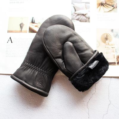 Зимние утолщенные теплые варежки из оленьей кожи для женщин, ветрозащитные и холодостойкие, с подкладкой из овчины, кожаные перчатки для вождения