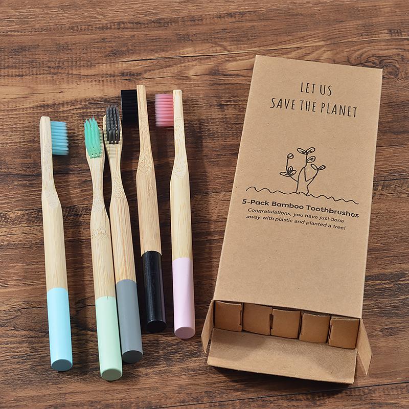 Бамбуковая Зубная Щетка 5 Штук Взрослая Средняя Жесткость Экологичная Cepillo Dientes Bambu Уход за Полостью Рта Зубная Щетка Clareador De Dente Щетки
