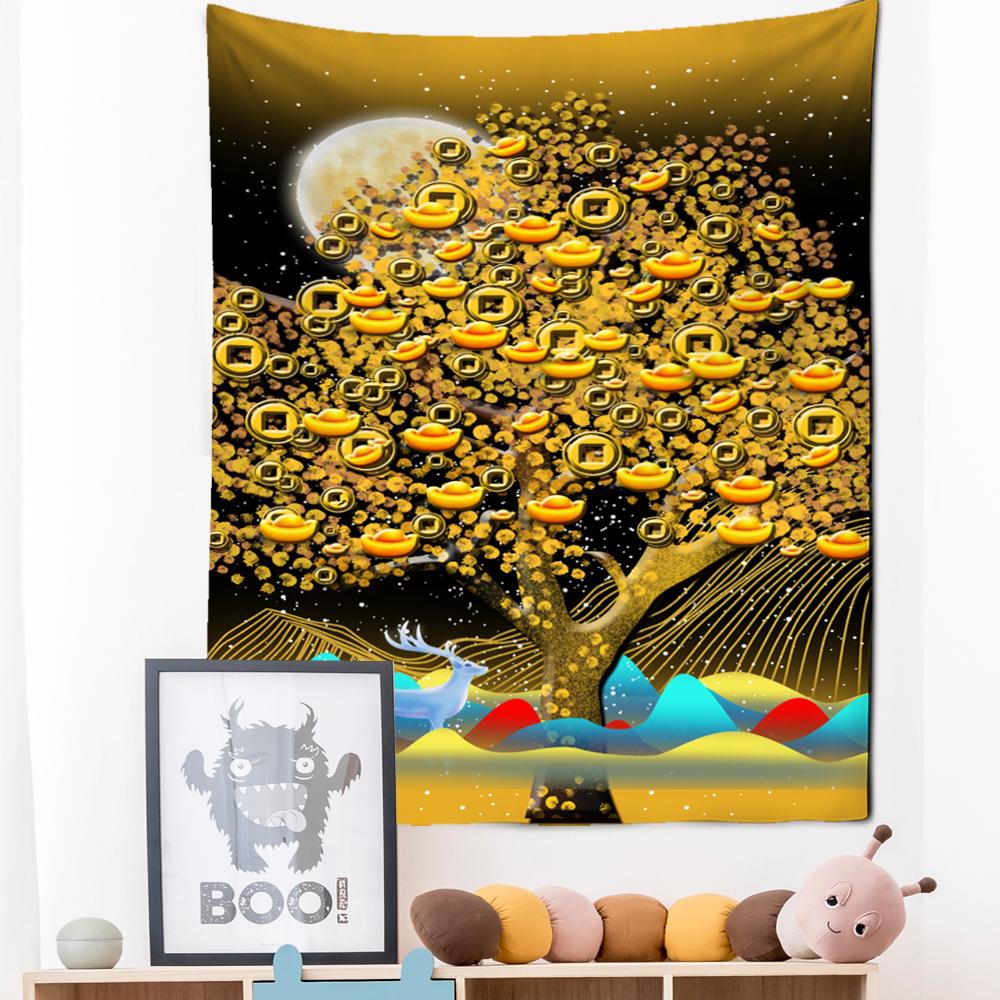 Неоновая картина, гобелен, настенный подвесной богемный стиль, Лось, кои, психоделическое колдовство, домашний декор для гостиной