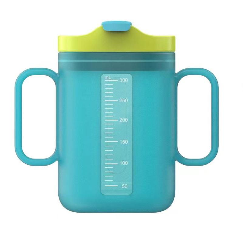 Heguo Baby's Milk Cup with Scale Household Baby's Suction Tube Cup Brewing Milk Drinking Water Drop-resistant Learning Drinking Cup