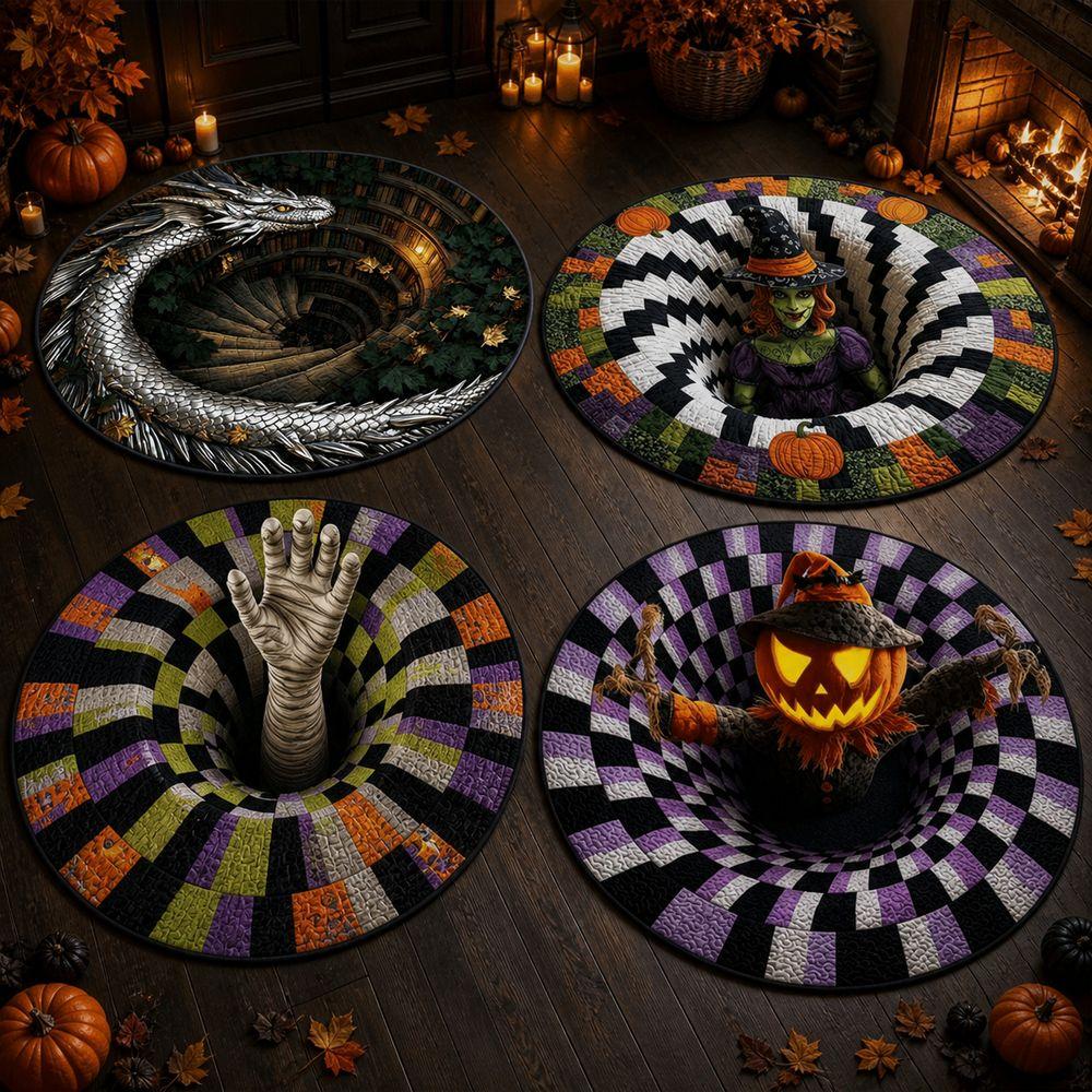 Halloween Pattern Round Halloween Rug Crystal Velvet Halloween Carpet Halloween Decoration