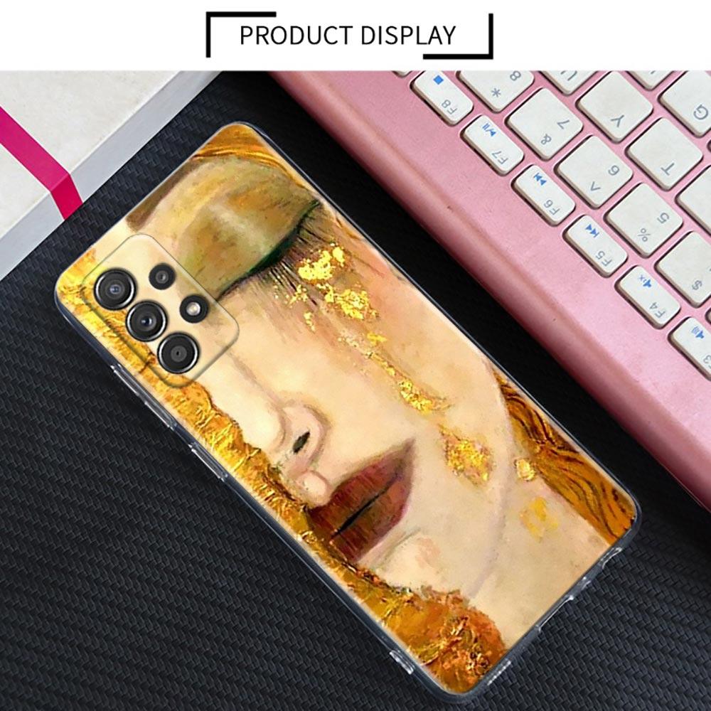Поцелуй Густава Климта Золотые Слезы Фрейи Прозрачные Чехлы A55 Для Samsung Galaxy A52 5G A53 A72 A54 A73 A33 A32 A23 A35 Чехол для Телефона