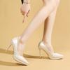 Модные туфли-лодочки стилет с острым носком весна/осень 2025, большие размеры, с неглубоким вырезом, женские одинарные
