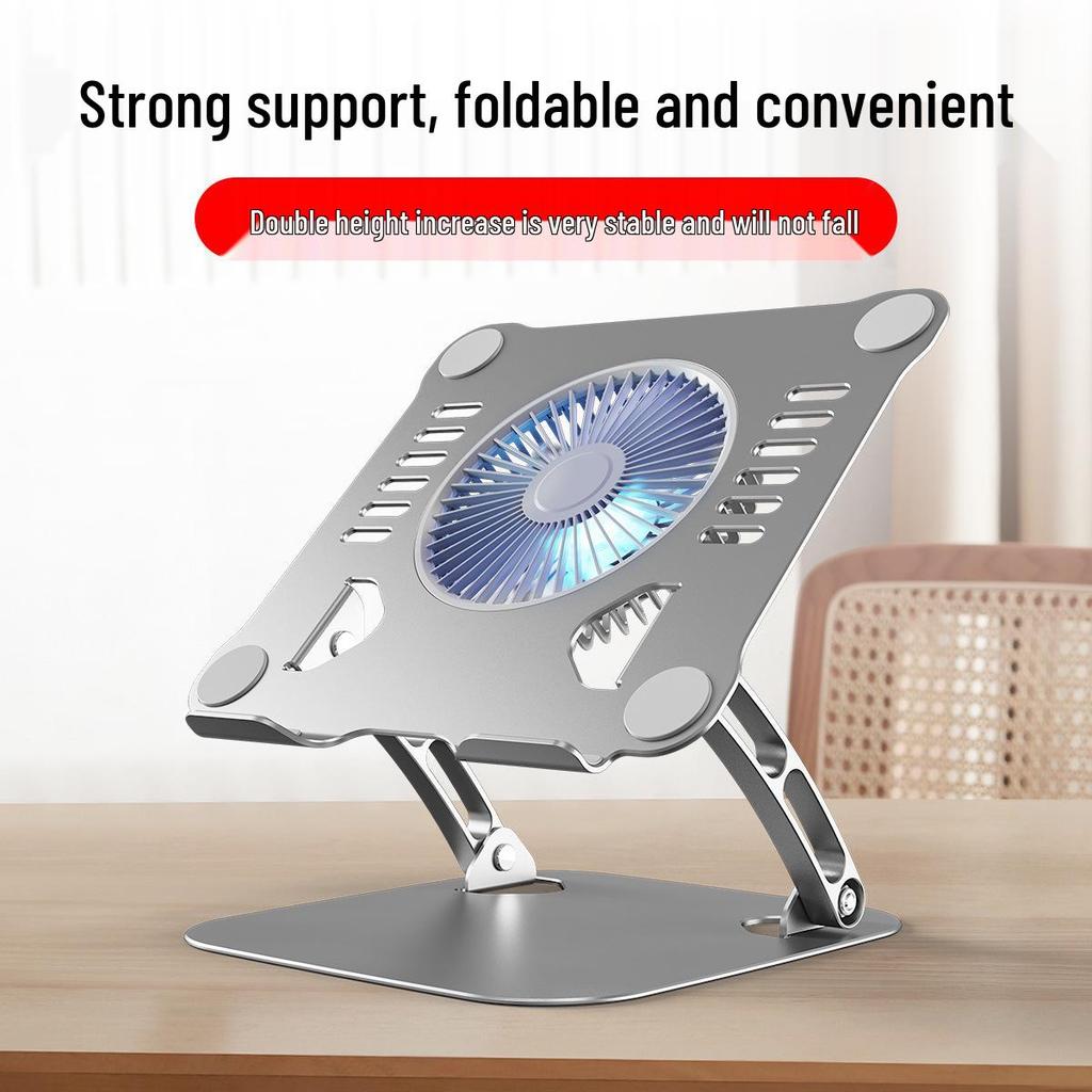 Large Aluminum Alloy Folding Laptop & Tablet Stand with Cooling Fan & Blue Light