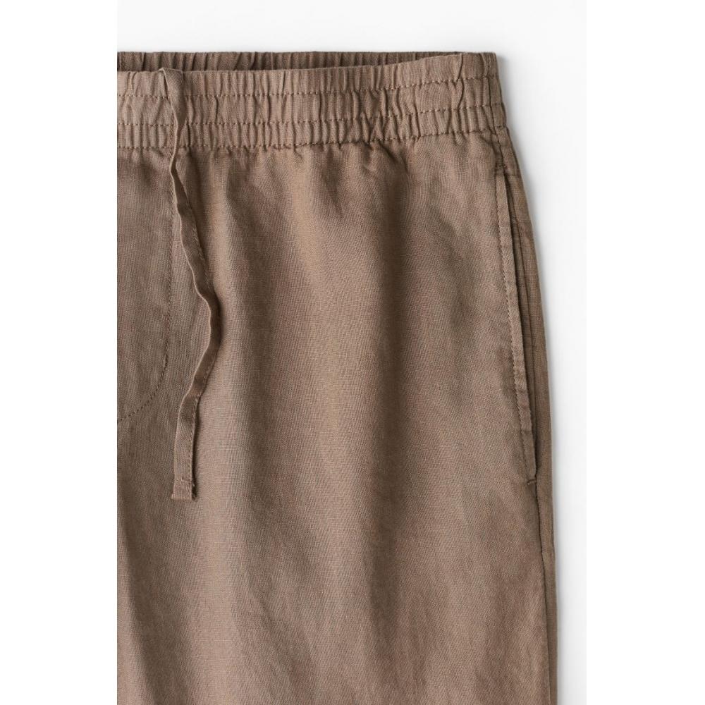 Льняные брюки HM Regular Fit, темно-бежевые