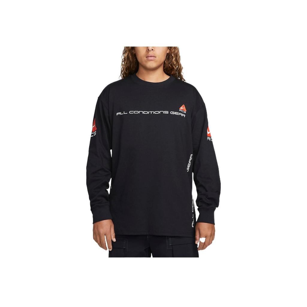 Nike Мужская футболка с длинным рукавом и буквенным принтом, черная DV9638-010
