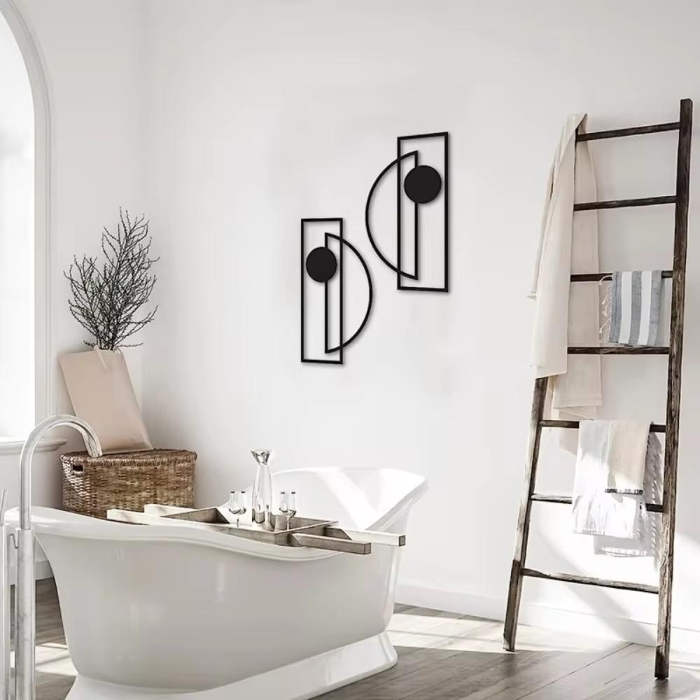 Набор из 2 металлических настенных художественных украшений - минималистичные абстрактные вертикальные настенные скульптуры, современный металлический декор
