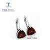 Natural Red Garnet Simple Clasp Earring 925 Sterling Silver Fine Jewelry for Women Mom Wife Nice Gift