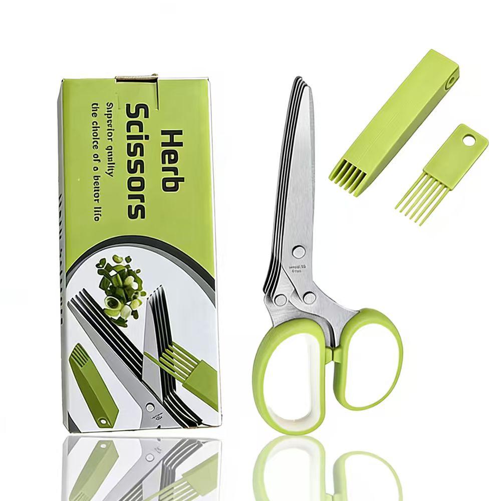 5 Layers Stainless Steel Kitchen Scissors Shredded Cutter Tool Cut Scallions Nori Herb Green Onion Vegetables Shear5