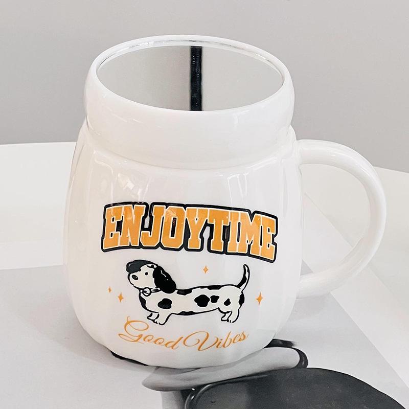 Милая маленькая уточка с крышкой, высококачественная большая емкость для воды, кружка для офиса с мультяшным принтом для девочек, керамическая кружка с высокой термостойкостью