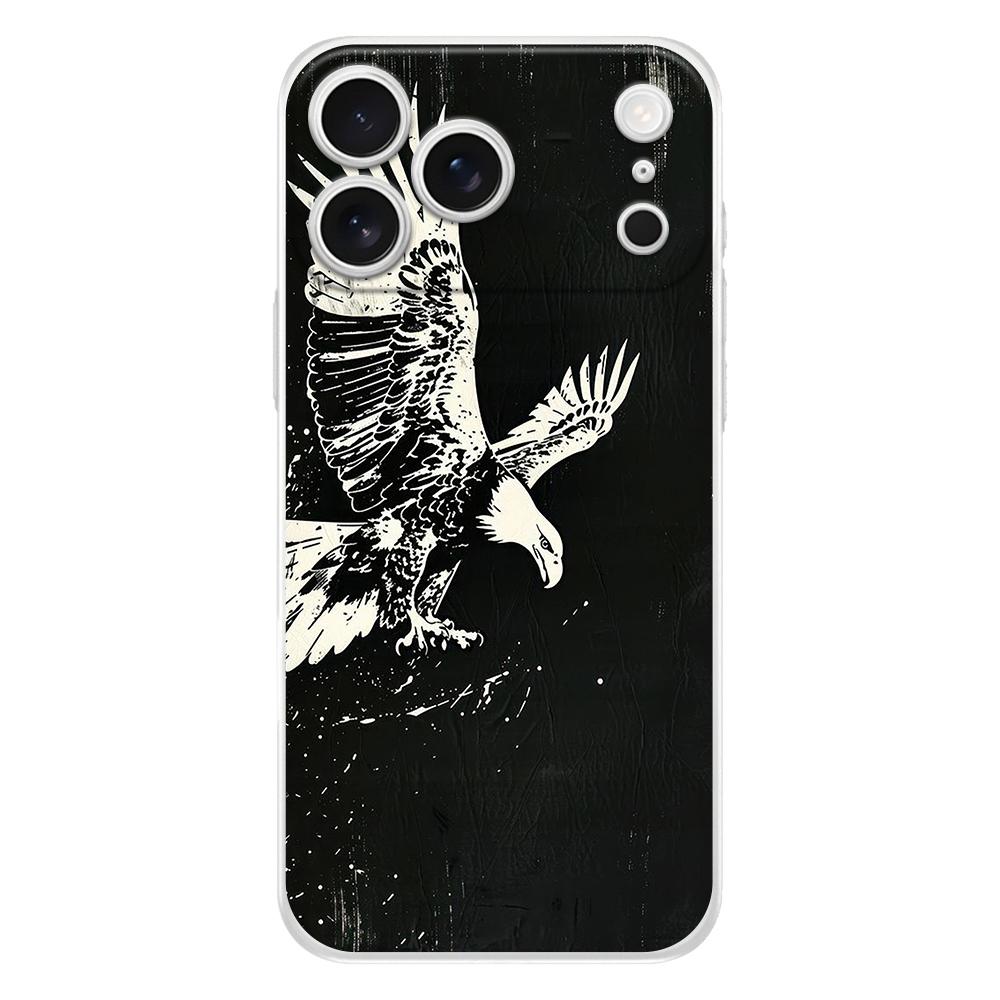 Мягкий прозрачный чехол для iPhone 17 Air 16E 16 11 15 14 Pro MAX 12 13 7 8 Plus SE Пасхальный чехол Полная защита Задняя панель с рисунком Черный орел