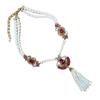 A Vintage Womens Necklace with a Zirconium Rose Fan and Pearl Tassels in Qingdao Style