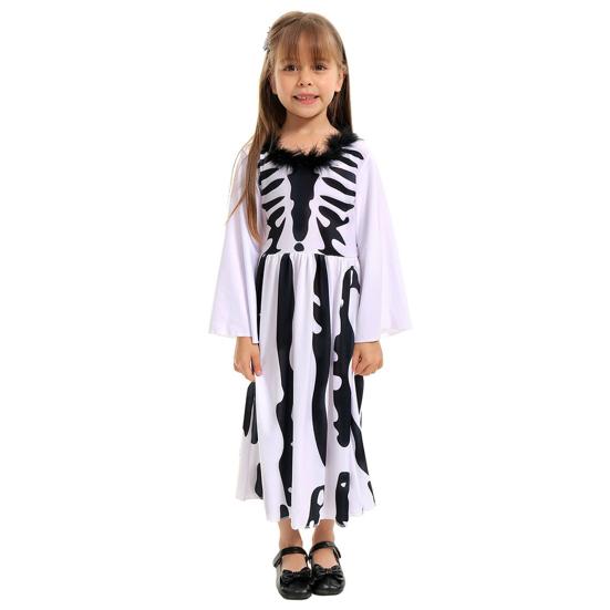 Kids Skeleton Costume Halloween Skeleton Tutu Skirt/Dinosaur Jumpsuit/Bone Onesie Outfit for Boys Girls Dress-up