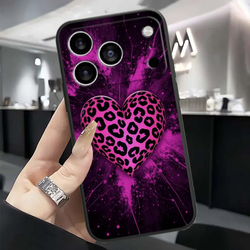 Роскошный Чехол для Телефона с Дизайном Любви Для Apple iPhone 17 16 16E 15 14 13 12 11 Pro Max Plus Черный Мягкий Силикон