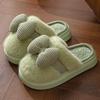 Новые осенне-зимние домашние хлопковые тапочки, женские с бантом, домашние, для помещений, утолщенные, пушистые, теплые, нескользящие хлопковые туфли