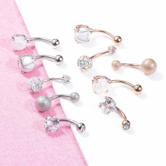 5/10Pcs Women Faux Opal Inlaid Belly Button Navel Rings Body Piercing Jewelry