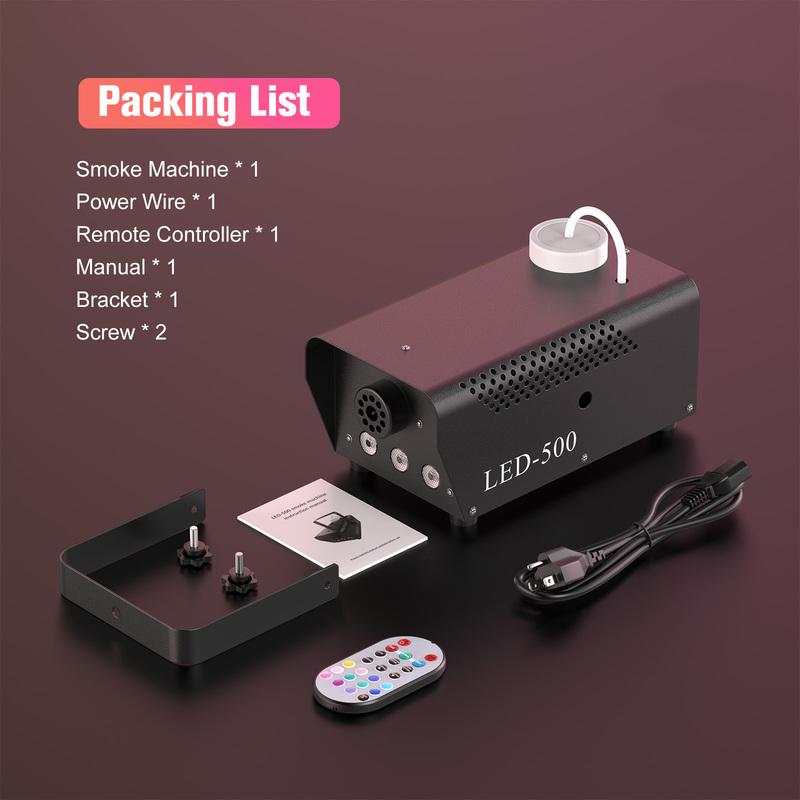 500W Smoke Machine RGB 3 LED Mixed Color Fog Machine with Remote Control Stage Smoke Ejector for DJ Halloween Christmas