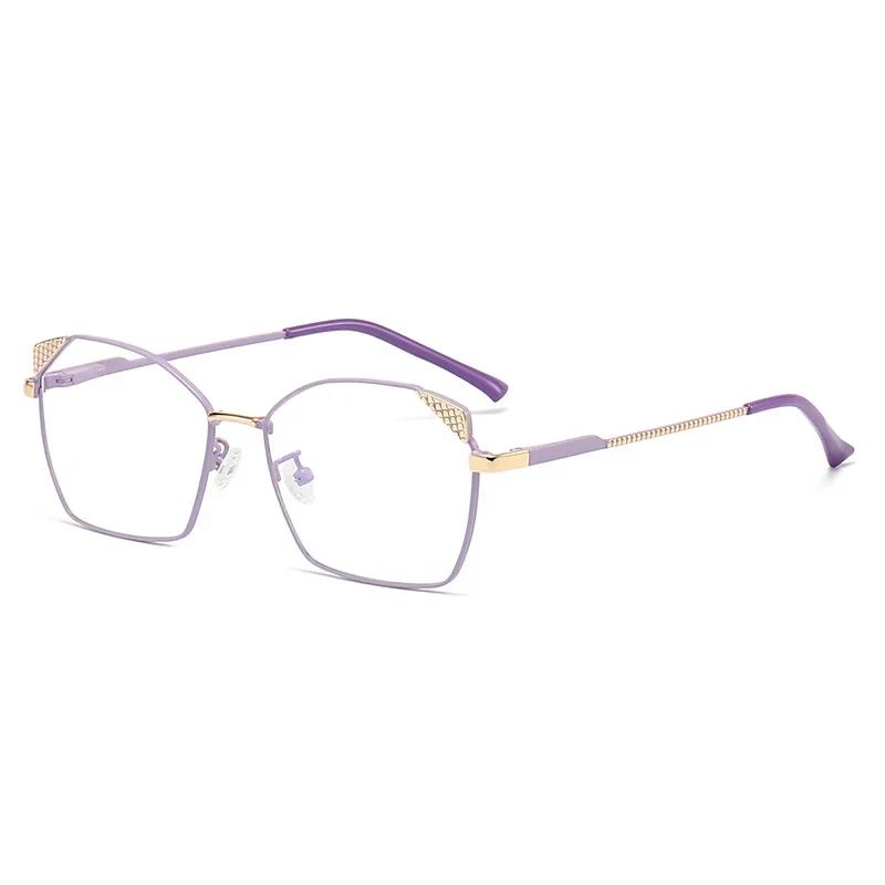 Trendy Blue Light Blocking Glasses Ultralight Square Frame Women Designers Metal Anti Eye Strain