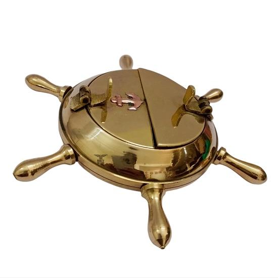 Морской латунный дизайн колеса Удивительный дизайн Ручной работы Пепельница Классический вид Для дома, офиса, барной стойки Коллекционный декоративный