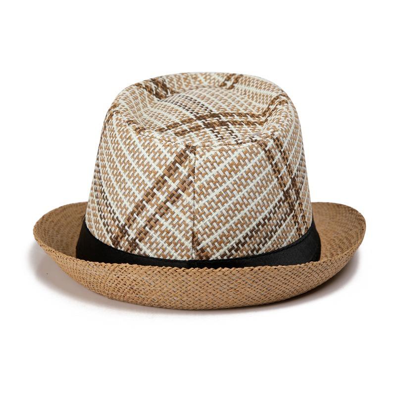 Summer Men's Hat Jazz Hat Shade Men's Straw Hat Sunscreen Cool Hat Beach Hat British Top Hat