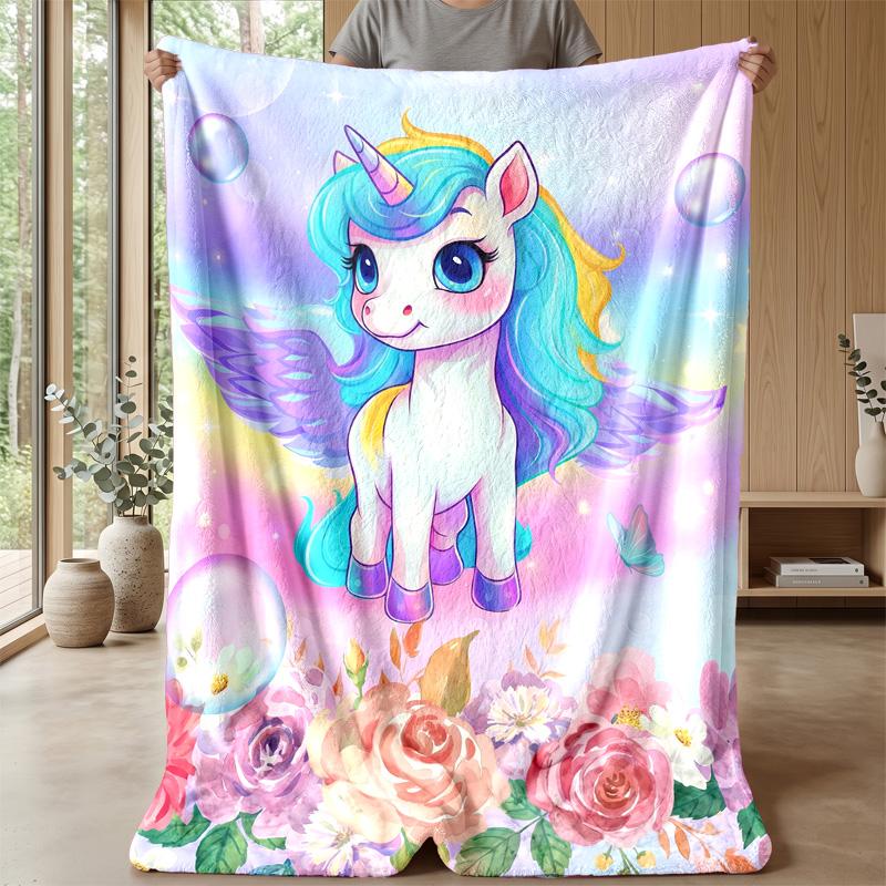 Magical Unicorn Castle Theme blanket Lightweight Warm Flannel Blanket Decorative Throw Blanket for Home Decoration