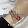 Браслет Fred с покрытием из 18-каратного золота, с бриллиантовой подковой, знаком зодиака и красной нитью - Унисекс, стиль DIY в форме 8