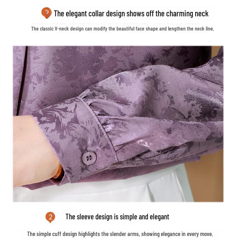 Женская зеленая рубашка из искусственного шелка Ханчжоу: Китайский стиль, длинный рукав, свободный крой, удобный и дышащий атласный топ.