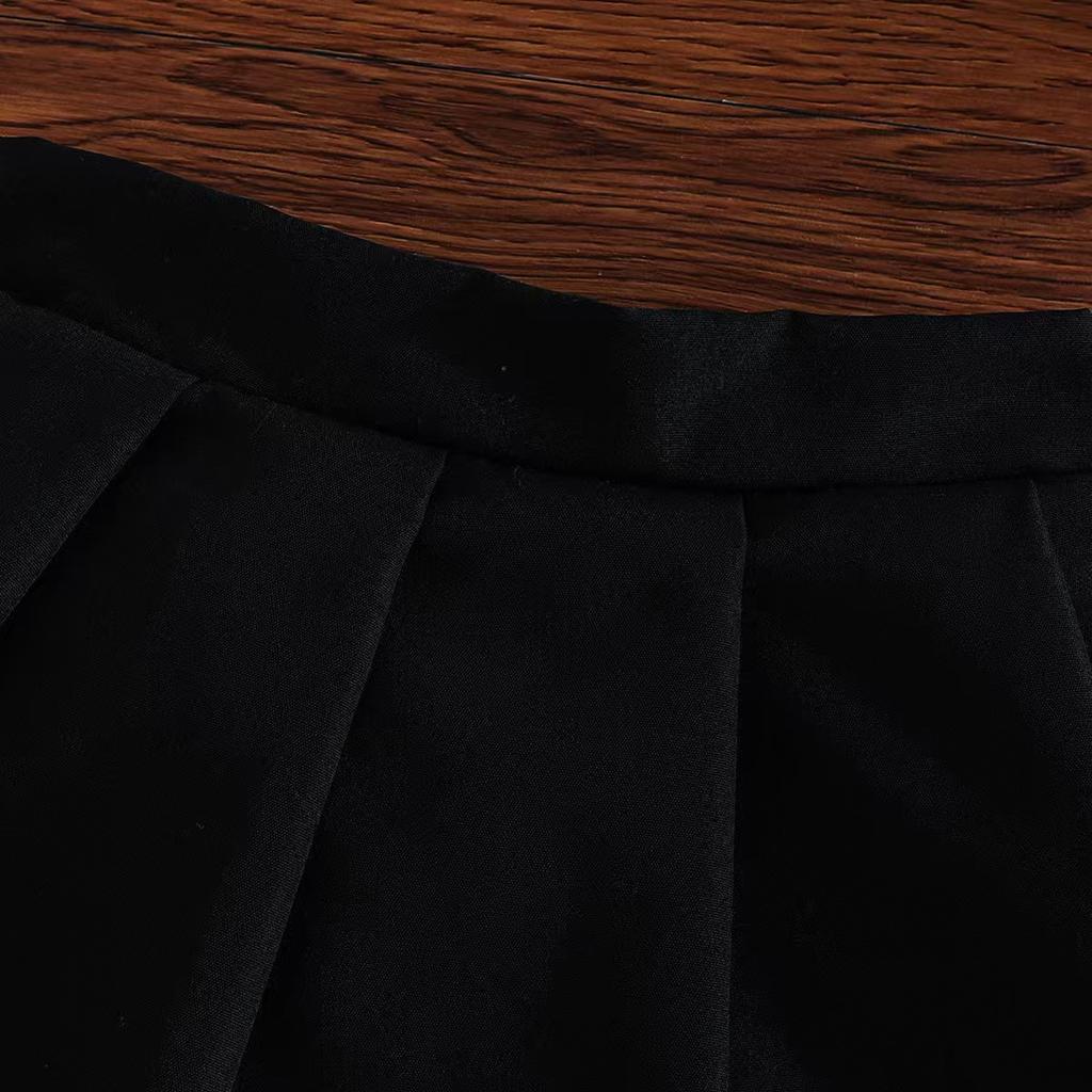 Детская одежда 6 месяцев-2 года для девочек, белый сетчатый топ + белый жилет + черная плиссированная юбка, костюм для отдыха