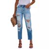 2025 Slim Fit European & American Ripped Washed Denim Jeans for Women
